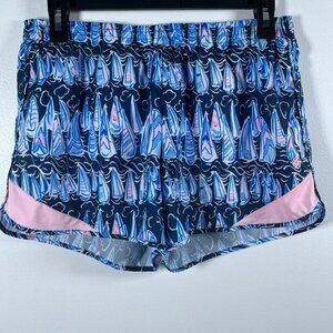 Lily Pulitzer Luxletic Ocean Trail Blue Sail Shorts SO CUTE!! M